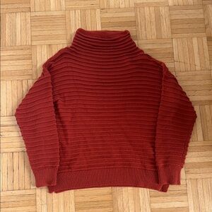 All in Favor Red Ribbed Turtleneck Sweater